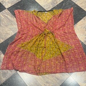 Bohemian Red and Yellow Sheer Top/Cover Up OS